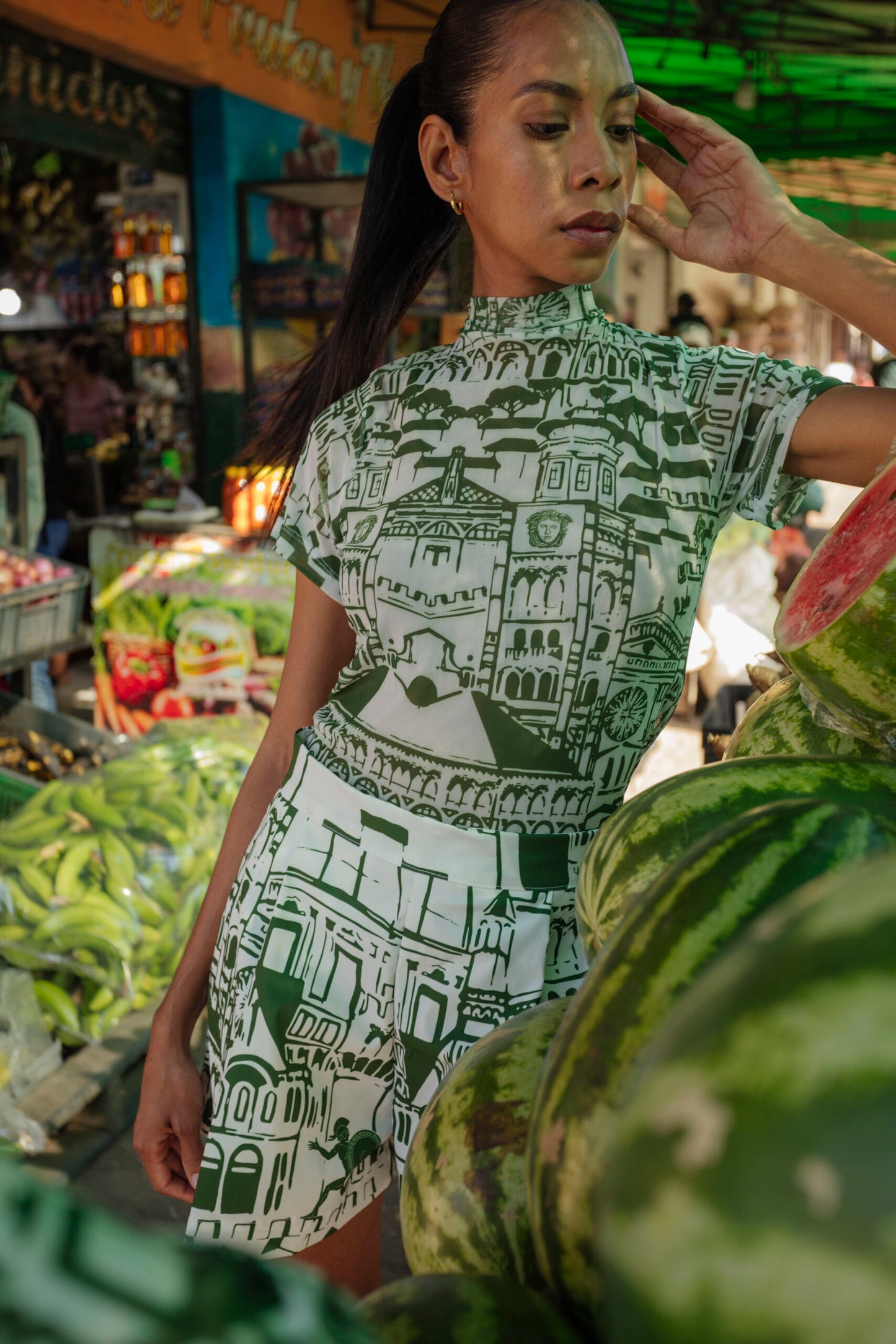 Firenze Green Top Manga Corta