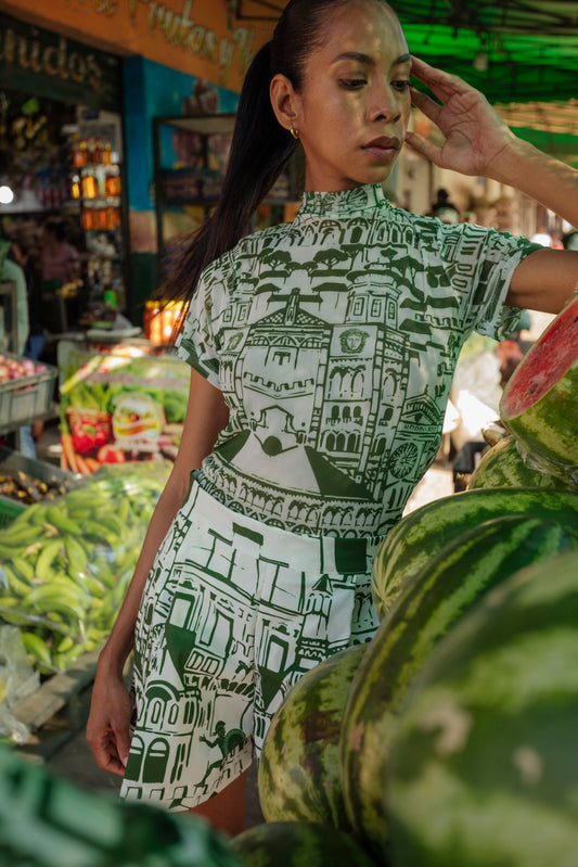Firenze Green Top Manga Corta